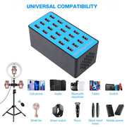 WLX-A5+ 100W 20 USB Ports Charger Station Automatically Assigned Smart Charger with Power LED Indicator, UK Plug