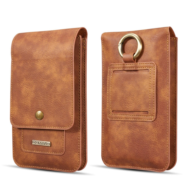 DG.MING Universal Cowskin Leather Protective Case Waist Bag with Card Slots & Hook, For iPhone, Samsung, Sony, Huawei, Meizu, Lenovo, ASUS, Oneplus, Xiaomi, Cubot, Ulefone, Letv, DOOGEE, Vkworld, and other Smartphones Below 5.2 inch(Brown)