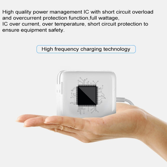 61W Type-C Power Adapter Portable Charger with 1.8m Type-C Charging Cable, EU Plug(White)