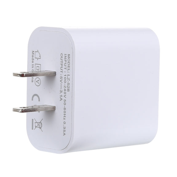 3.1A 3 USB Ports Quick Charger Travel Charger, US Plug(White)