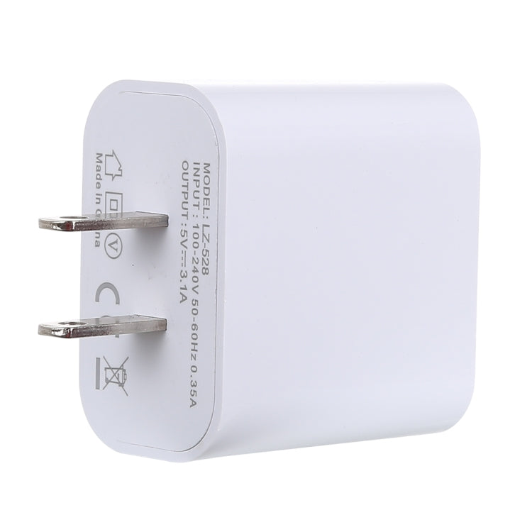 3.1A 3 USB Ports Quick Charger Travel Charger, US Plug(White)