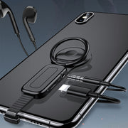 LXS08 8 Pin to 8 Pin + 3.5mm Audio Plug Ring Holder Fast Charging Adapter(Black)
