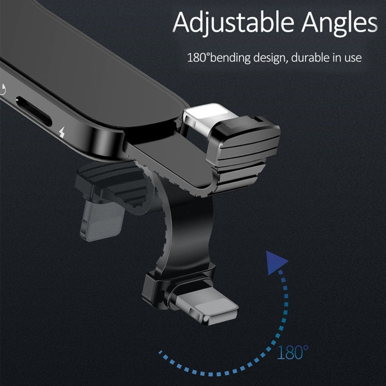 LXS08 8 Pin to 8 Pin + 3.5mm Audio Plug Ring Holder Fast Charging Adapter(Black)