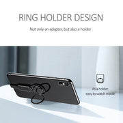 LXS08 8 Pin to 8 Pin + 3.5mm Audio Plug Ring Holder Fast Charging Adapter(Black)