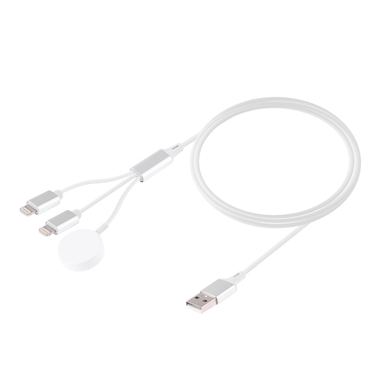 Multi-function 3 In 1 8 Pin Magnetic Charging Cable for iPhone / Apple Watch, Length : 1m (White)
