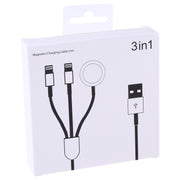 Multi-function 3 In 1 8 Pin Magnetic Charging Cable for iPhone / Apple Watch, Length : 1m (White)