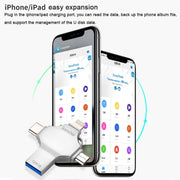 4 in 1 128GB USB 3.0 + 8 Pin + Mirco USB + USB-C / Type-C Dual-use Flash Drive with OTG Function