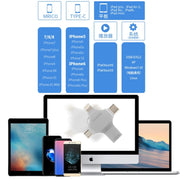 4 in 1 128GB USB 3.0 + 8 Pin + Mirco USB + USB-C / Type-C Dual-use Flash Drive with OTG Function
