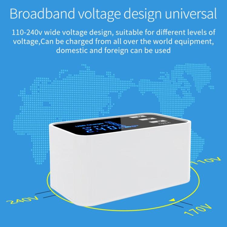 CDA30 20W 3 USB Ports + USB-C / Type-C Ports Multi-function Charger with LED Display, EU Plug
