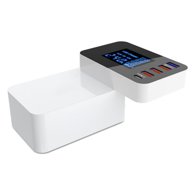 CDA33Q 40W QC 3.0 USB + 3 USB Ports + USB-C / Type-C Ports Multi-function Charger with LED Display, US Plug
