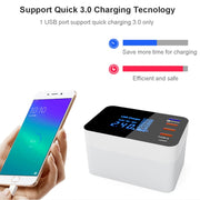 CDA33Q 40W QC 3.0 USB + 3 USB Ports + USB-C / Type-C Ports Multi-function Charger with LED Display, US Plug