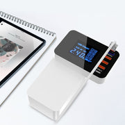 CDA33Q 40W QC 3.0 USB + 3 USB Ports + USB-C / Type-C Ports Multi-function Charger with LED Display, US Plug