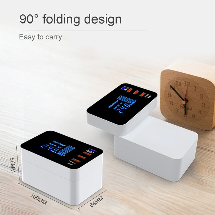 CDA33Q 40W QC 3.0 USB + 3 USB Ports + USB-C / Type-C Ports Multi-function Charger with LED Display, US Plug