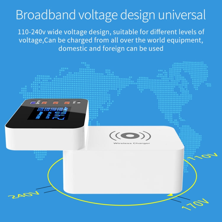 CDA33Q 40W QC 3.0 USB + 3 USB Ports + USB-C / Type-C Ports Multi-function Charger with LED Display, US Plug