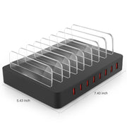X6 96W 2.4A 8 USB Ports Smart Charger with Detachable Bezel, US Plug(Black)