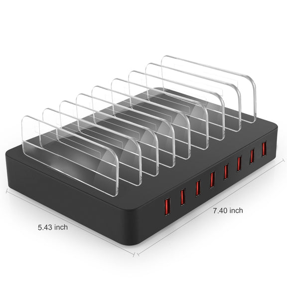 X6 96W 2.4A 8 USB Ports Smart Charger with Detachable Bezel, US Plug(Black)