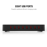 X6 96W 2.4A 8 USB Ports Smart Charger with Detachable Bezel, US Plug(Black)