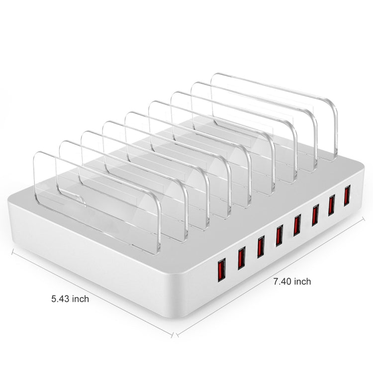 X6 96W 2.4A 8 USB Ports Smart Charger with Detachable Bezel, US Plug(White)