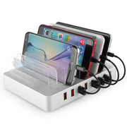 X6 96W 2.4A 8 USB Ports Smart Charger with Detachable Bezel, US Plug(White)