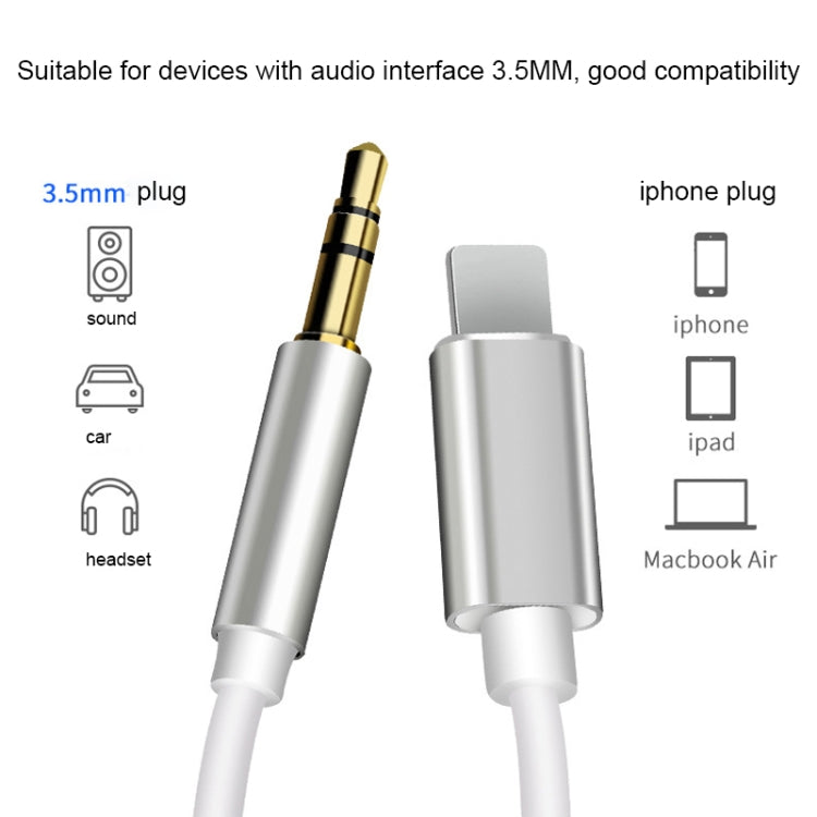 8 Pin to 3.5mm AUX Audio Adapter Cable, Length: 1m (White)