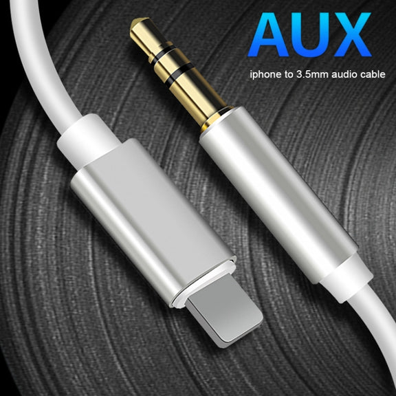 8 Pin to 3.5mm AUX Audio Adapter Cable, Length: 1m (White)