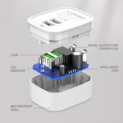 LDNIO A201 2.4A Dual USB Charging Head Travel Direct Charge Mobile Phone Adapter Charger With Micro USB Data Cable(EU Plug)