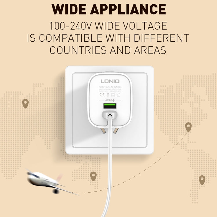 LDNIO A201 2.4A Dual USB Charging Head Travel Direct Charge Mobile Phone Adapter Charger With Micro USB Data Cable(EU Plug)