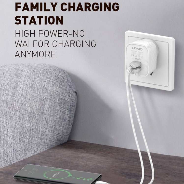 LDNIO A201 2.4A Dual USB Charging Head Travel Direct Charge Mobile Phone Adapter Charger With Micro USB Data Cable(EU Plug)