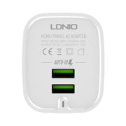 LDNIO A201 2.4A Dual USB Charging Head Travel Direct Charge Mobile Phone Adapter Charger With Micro USB Data Cable(US Plug)