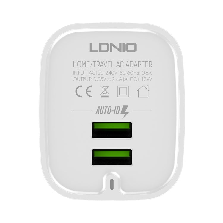 LDNIO A201 2.4A Dual USB Charging Head Travel Direct Charge Mobile Phone Adapter Charger With Micro USB Data Cable(US Plug)
