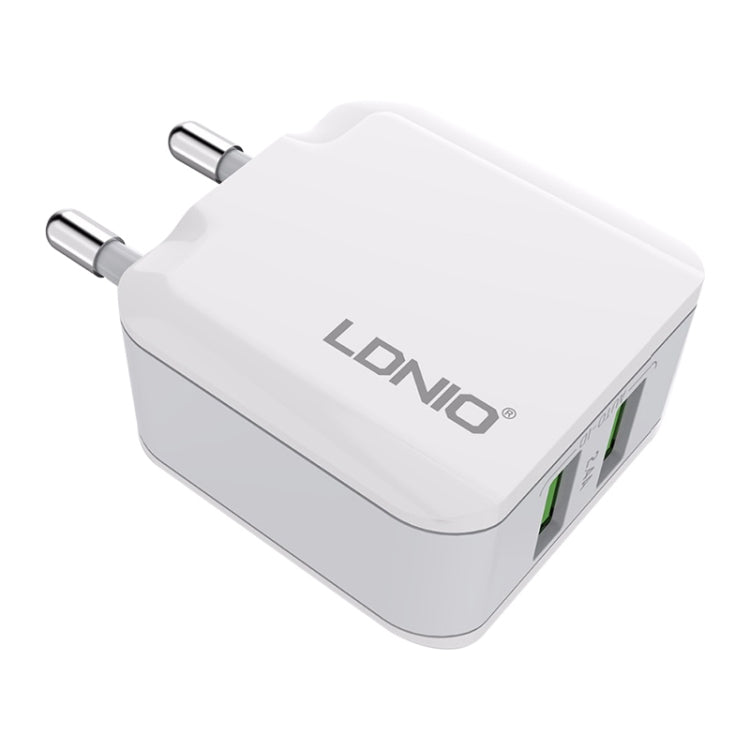 LDNIO A2201 2.4A Dual USB Charging Head Travel Direct Charge Mobile Phone Adapter Charger With Micro Data Cable(EU Plug)