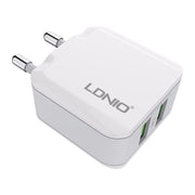 LDNIO A2201 2.4A Dual USB Charging Head Travel Direct Charge Mobile Phone Adapter Charger With Micro Data Cable(EU Plug)