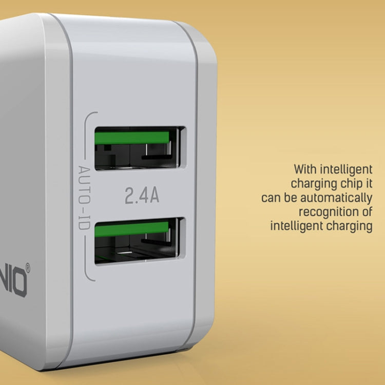LDNIO A2201 2.4A Dual USB Charging Head Travel Direct Charge Mobile Phone Adapter Charger With Micro Data Cable(EU Plug)