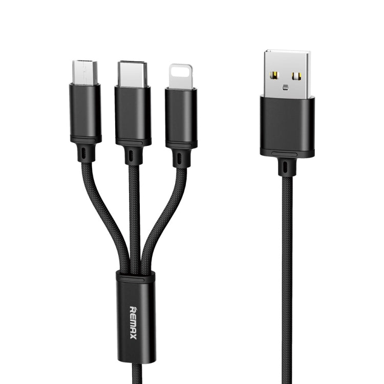 REMAX RC-131TH 1m 2.8A 3 in 1 USB to 8 Pin & USB-C / Type-C & Micro USB Charging Cable(Black)