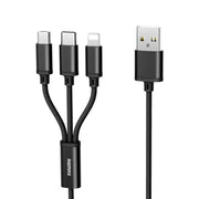 REMAX RC-131TH 1m 2.8A 3 in 1 USB to 8 Pin & USB-C / Type-C & Micro USB Charging Cable(Black)