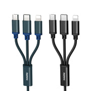 REMAX RC-131TH 1m 2.8A 3 in 1 USB to 8 Pin & USB-C / Type-C & Micro USB Charging Cable(Black)