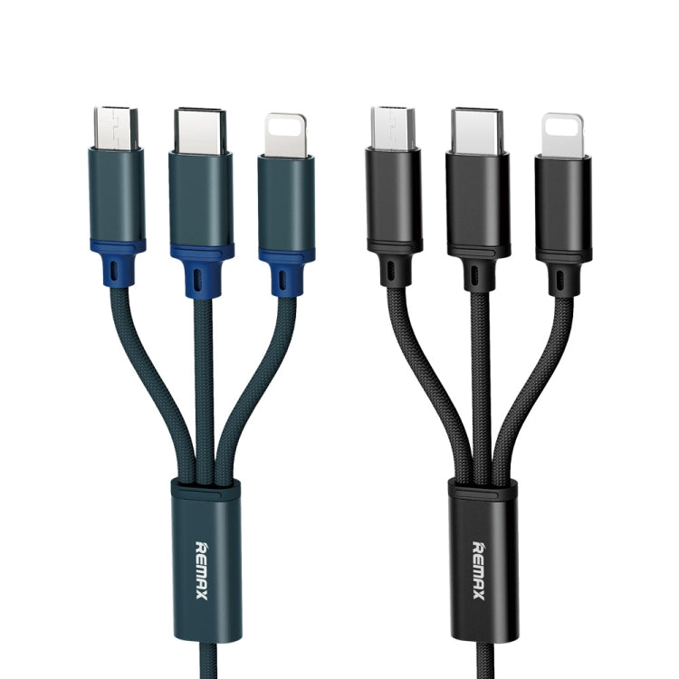 REMAX RC-131TH 1m 2.8A 3 in 1 USB to 8 Pin & USB-C / Type-C & Micro USB Charging Cable(Black)