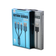 REMAX RC-131TH 1m 2.8A 3 in 1 USB to 8 Pin & USB-C / Type-C & Micro USB Charging Cable(Black)