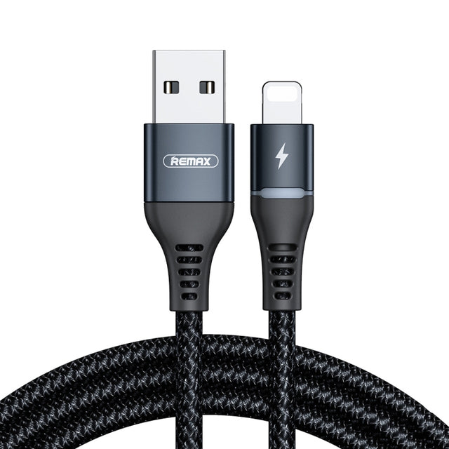 REMAX RC-152I 1m 2.4A USB to 8 Pin Colorful Breathing Data Cable(Black)