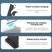 HQ-UD21 3 in 1 Folding Mobile Phone Watch Multi-Function Charging Stand Wireless Charger for iPhones & Apple Watch & Airpods (Black)