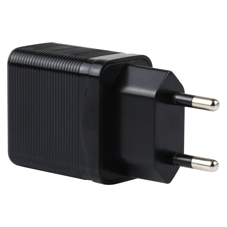 LZ-728 2 in 1 18W QC 3.0 USB Interface Travel Charger + USB to 8 Pin Data Cable Set, EU Plug, Cable Length: 1m(Black)