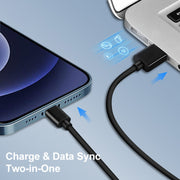 LZ-728 2 in 1 18W QC 3.0 USB Interface Travel Charger + USB to 8 Pin Data Cable Set, EU Plug, Cable Length: 1m(Black)
