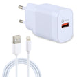 LZ-728 2 in 1 18W QC 3.0 USB Interface Travel Charger + USB to 8 Pin Data Cable Set, EU Plug, Cable Length: 1m(White) - USB Charger by PMC TechLife | Online Shopping South Africa | PMC TechLife | Buy Now Pay Later Mobicred