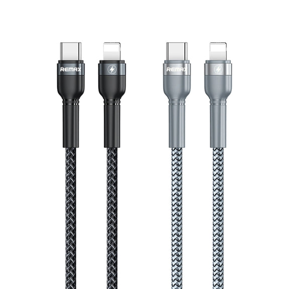 REMAX RC-171 Jany Series 1m PD20W USB to 8 Pin Aluminum Alloy Braid Fast Charging Data Cable (Black)
