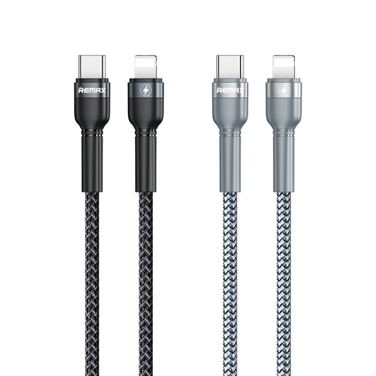 REMAX RC-171 Jany Series 1m PD20W USB to 8 Pin Aluminum Alloy Braid Fast Charging Data Cable (Black)