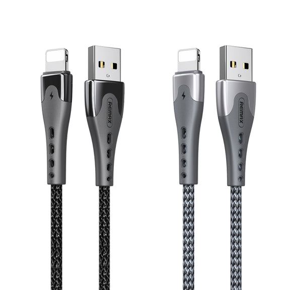 REMAX RC-150i KAWAY Series 1m 2.4A USB to 8 Pin Aluminum Alloy Braid Fast Charging Data Cable (Black)