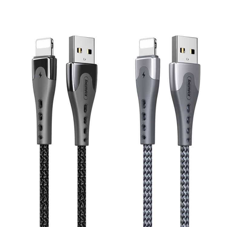 REMAX RC-150i KAWAY Series 1m 2.4A USB to 8 Pin Aluminum Alloy Braid Fast Charging Data Cable (Black)