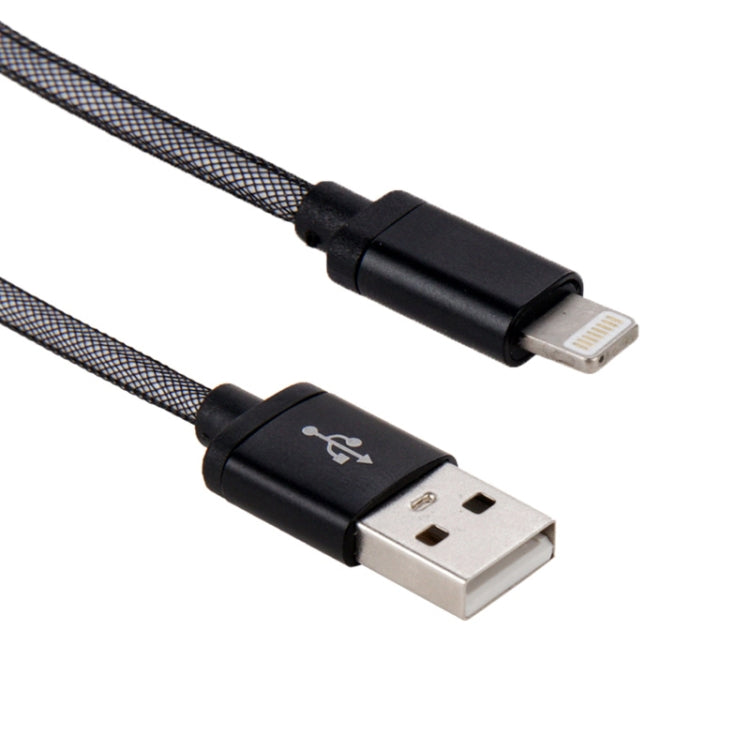 1m Net Style Metal Head 8 Pin to USB Data / Charger Cable(Black)