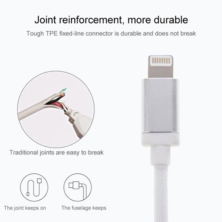 1m Net Style Metal Head 8 Pin to USB Data / Charger Cable(Blue)