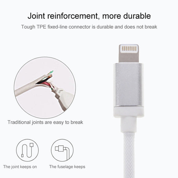 1m Net Style Metal Head 8 Pin to USB Data / Charger Cable(Blue)